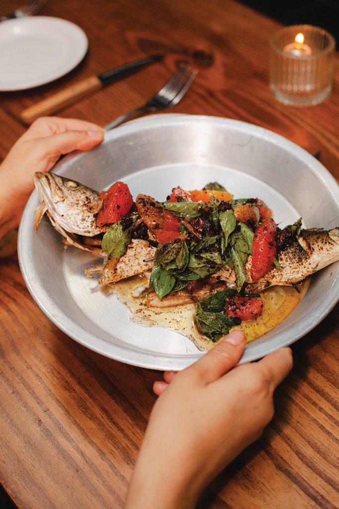 Cooked whole fish is part of a restaurant pop-up menu