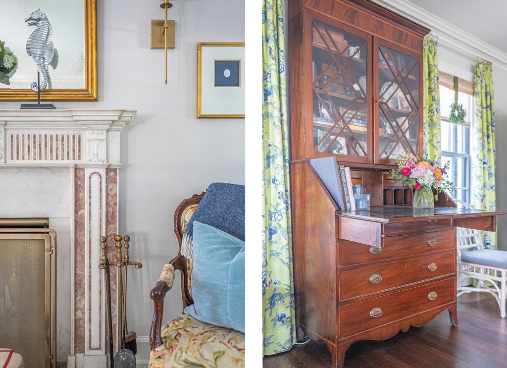 Fireplace and antique secretary