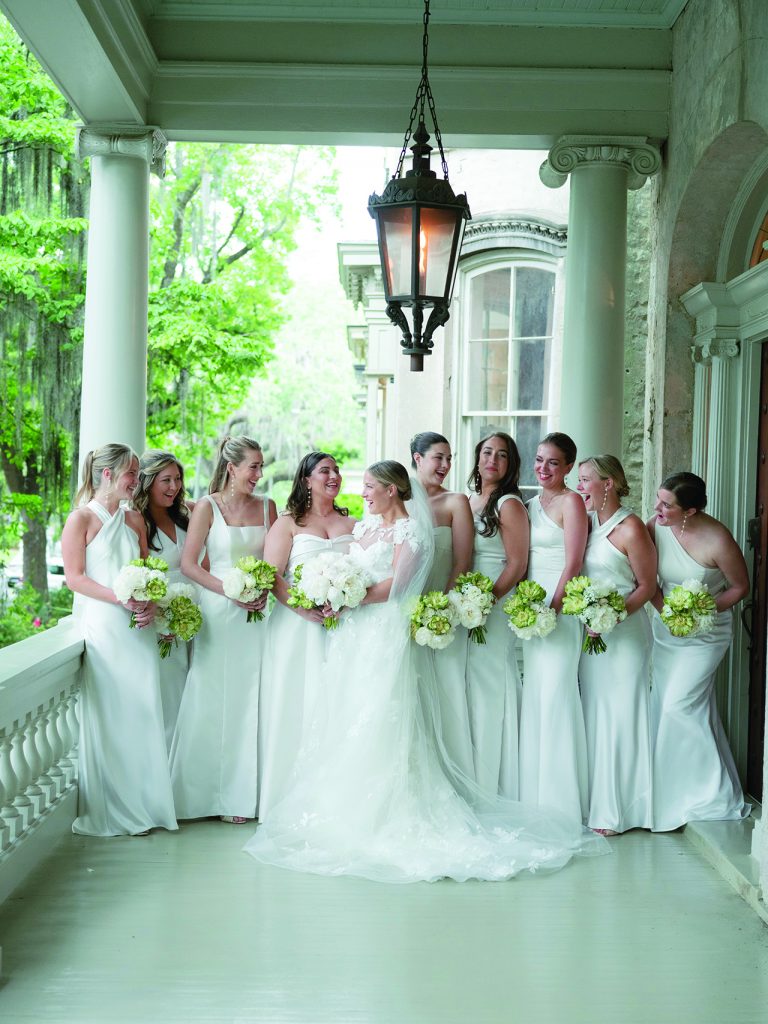 a bride and her bridesmaids